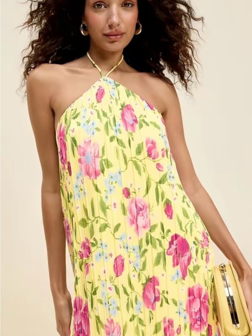 Old Navy Yellow Floral Halter Maxi Dress